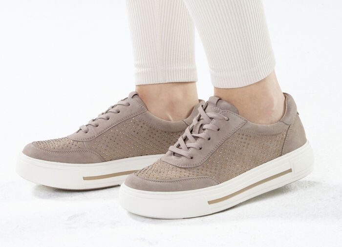 ELENA EDEN Sneakers i fin mocka TAUPE