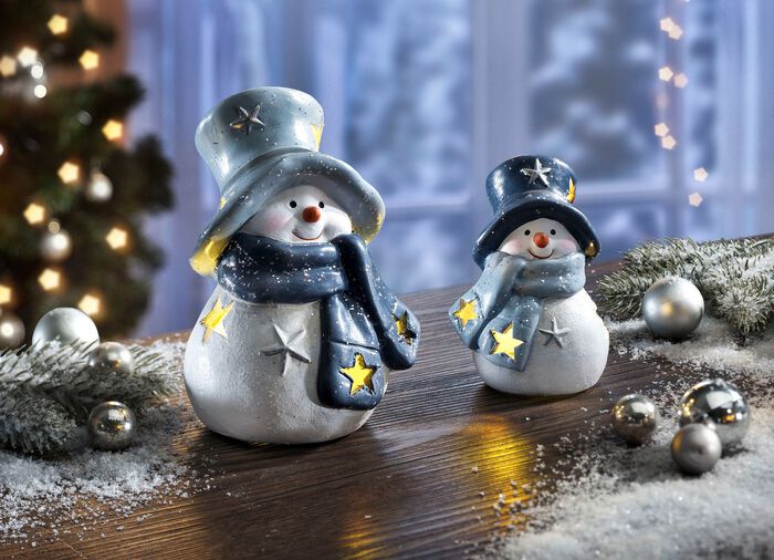 LED polyresin sn&ouml;gubbe, set om 2 