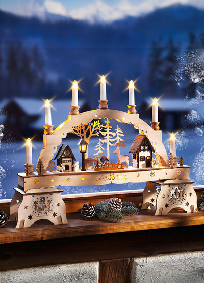 Belysta ljusbågar / piedestaler för ljusbågar 