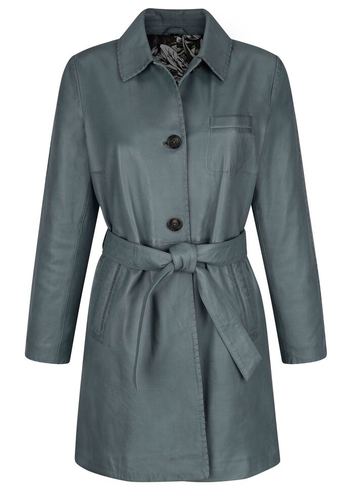 Kort skinnkappa med nedf&auml;llbar krage 