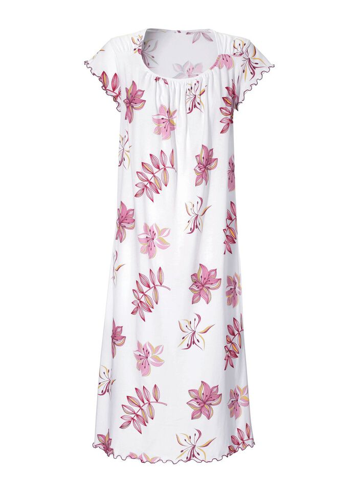 Nattlinne, kort &auml;rm med rund hals VITA K&Ouml;RSB&Auml;RSR&Ouml;D