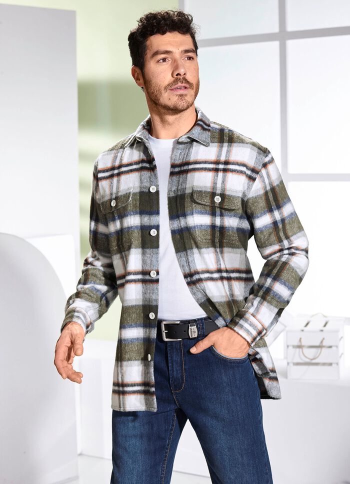 Rutig &ouml;verskjorta KAKI-ULLVIT RUTIG