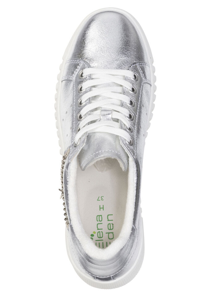ELENA EDEN, snygga damsneakers, vidd G, uttagbar fotbädd SILVER