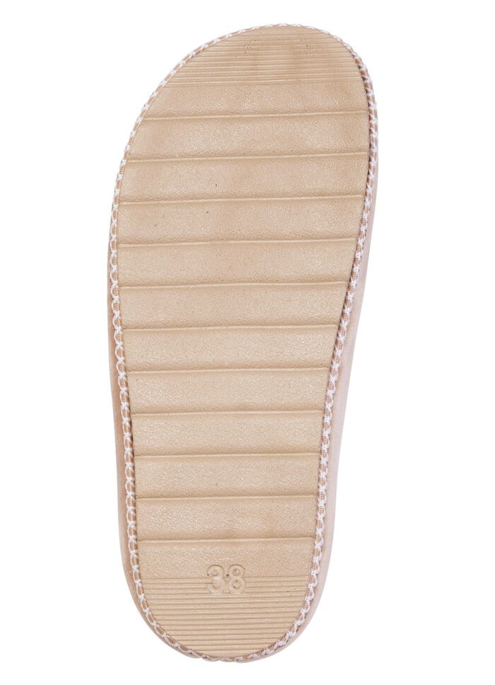 Laurina, klassiska damtofflor, bredd G, med m&ouml;nstrad kant BEIGE