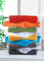 Fluffig mjuk frottéserie med hög-låg struktur TAUPE