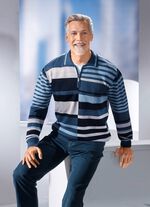 Randig pik&eacute;tr&ouml;ja med kort dragkedja 