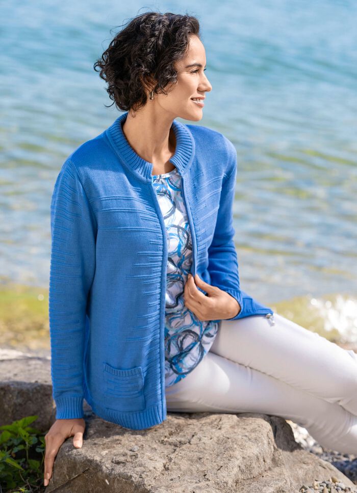 Kofta med texturerade ränder AZURBLAU