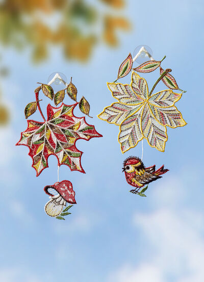 Fönsterbild, set om 2, gjord av äkta Plauenspets 