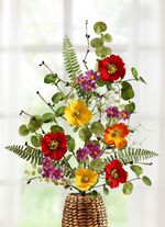 Blomgren av konst och textilmaterial 