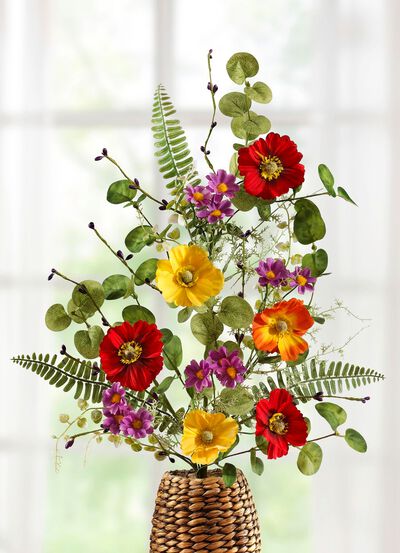 Blomgren av konst och textilmaterial 