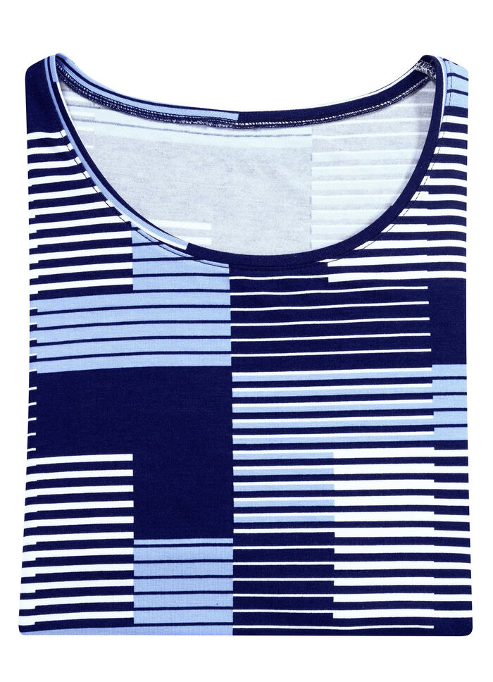 Skjorta med rund hals i 3 färger MARINE-BLEU-WEISS