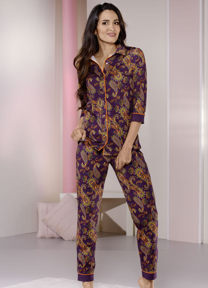 Laurina-pyjamas med hellång knappslå 