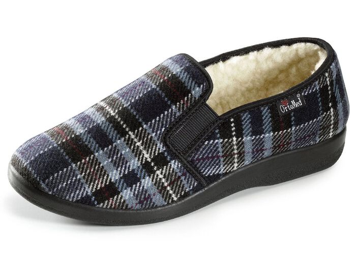 Fodrade herrtofflor, med ull BL&Aring;