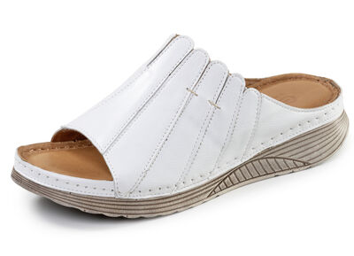 Gemini, snygga damslippers, vidd G, tillverkade av läder 