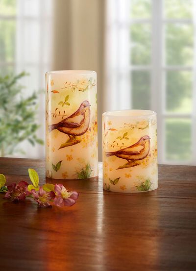 LED-ljus i &auml;kta vax med fl&auml;mtande effekt, set om 2 