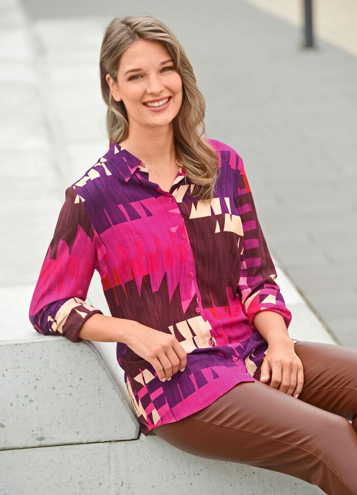 Blus med briljant f&auml;rgat tryck 