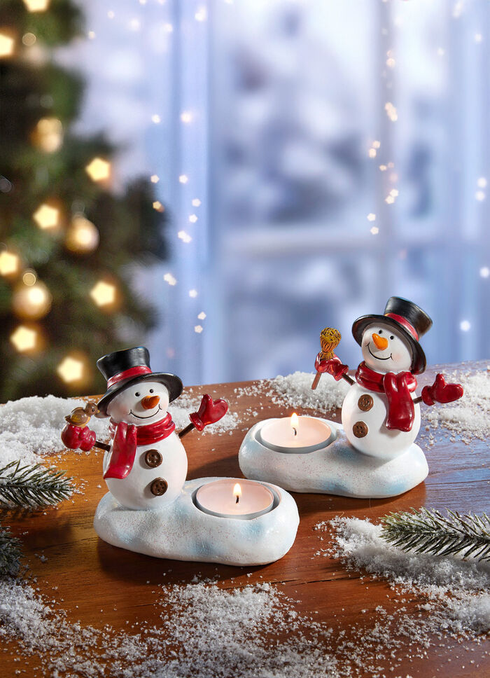 Snögubbe värmeljushållare, set om 2 