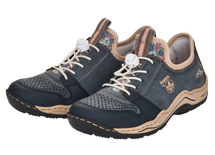 Sneakers fr&aring;n Rieker med snabbkn&auml;ppning DENIM BL&Aring;-BEIGE