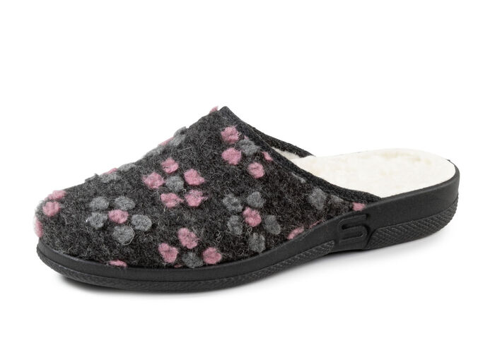 Tofflor med blommönster ANTHRAZIT-ROSA