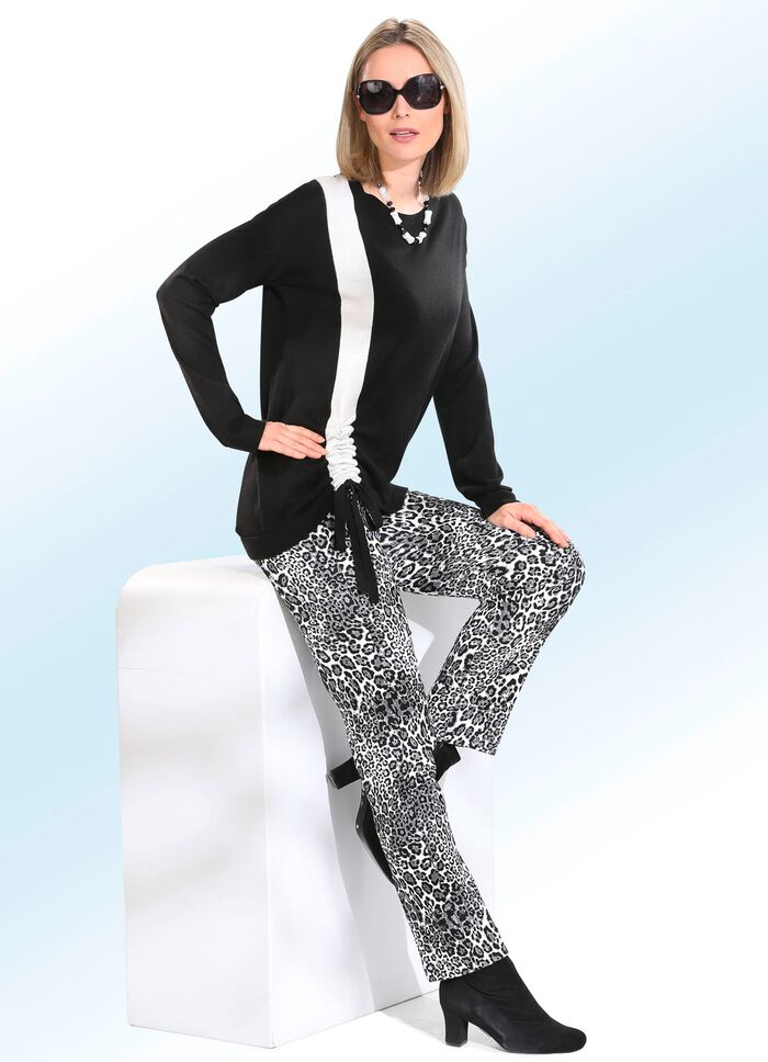 Jacquardbyxor i trendig leoparddesign 