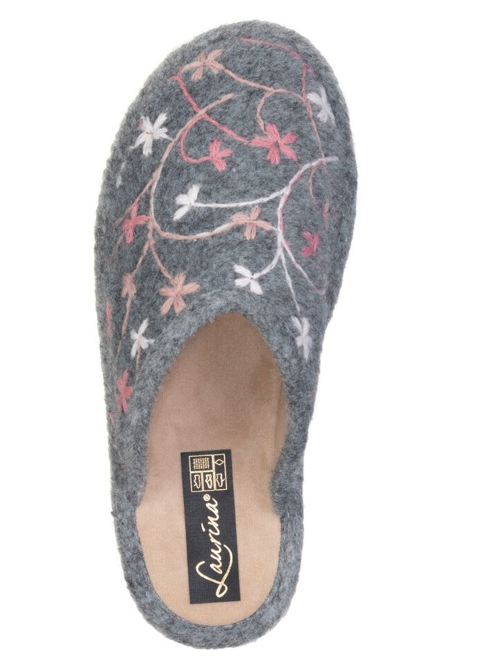 Laurina, l&auml;tta damtofflor med f&auml;rgglad blombroderi GR&Aring;