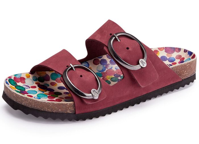 Andrea Conti-pantoletter med innersula i l&auml;der med f&auml;rgglada tryck BORDEAUX