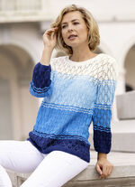 Tröja med genombruten diamantdesign WEISS-HELLBLAU-MULTICOLOR