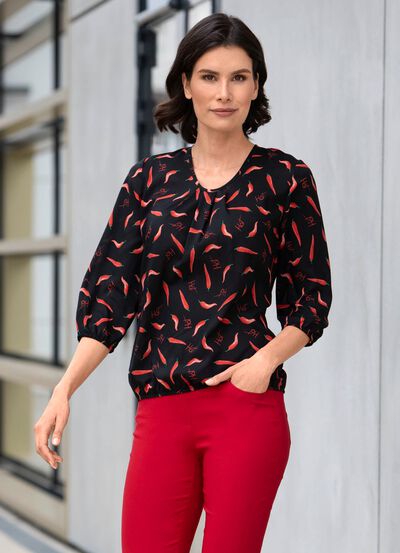 Tunika med bl&auml;ckstr&aring;letryck 