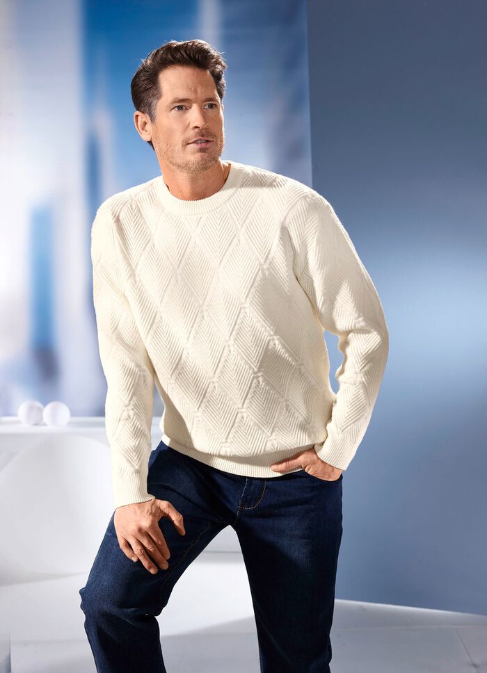 Tr&ouml;ja med rund hals i strukturerad design i 2 f&auml;rger 