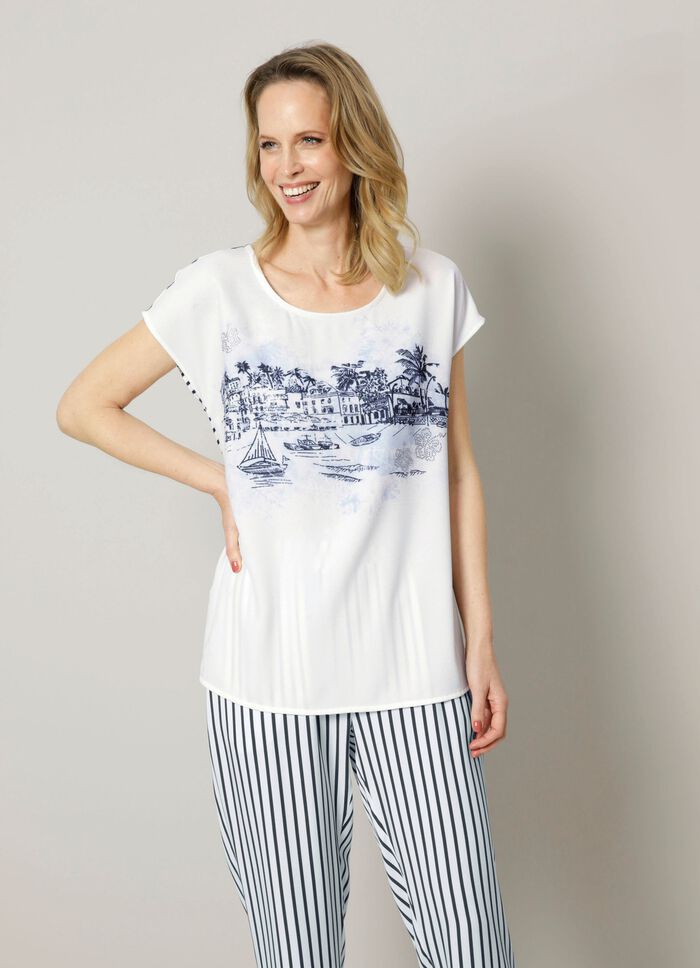 Slip-on blus med glittrande stendekor 