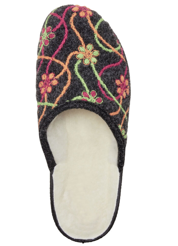 Varma damtofflor, med ny ull ANTRACIT-FÄRGRIK