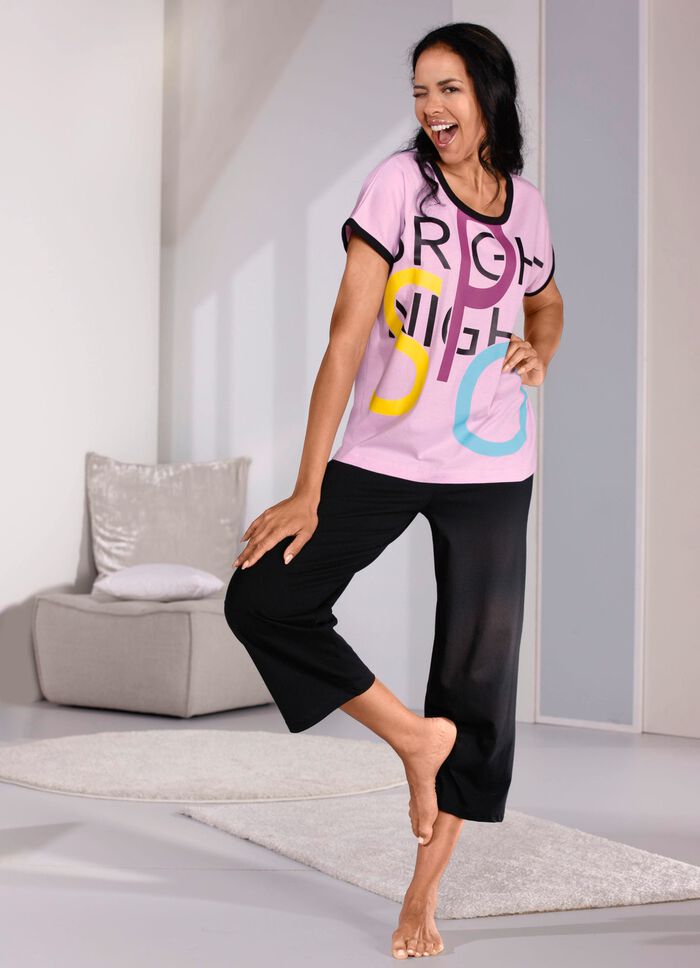 Pyjamas, korta &auml;rmar, 7/8 l&aring;nga byxor med res&aring;r i midjan 