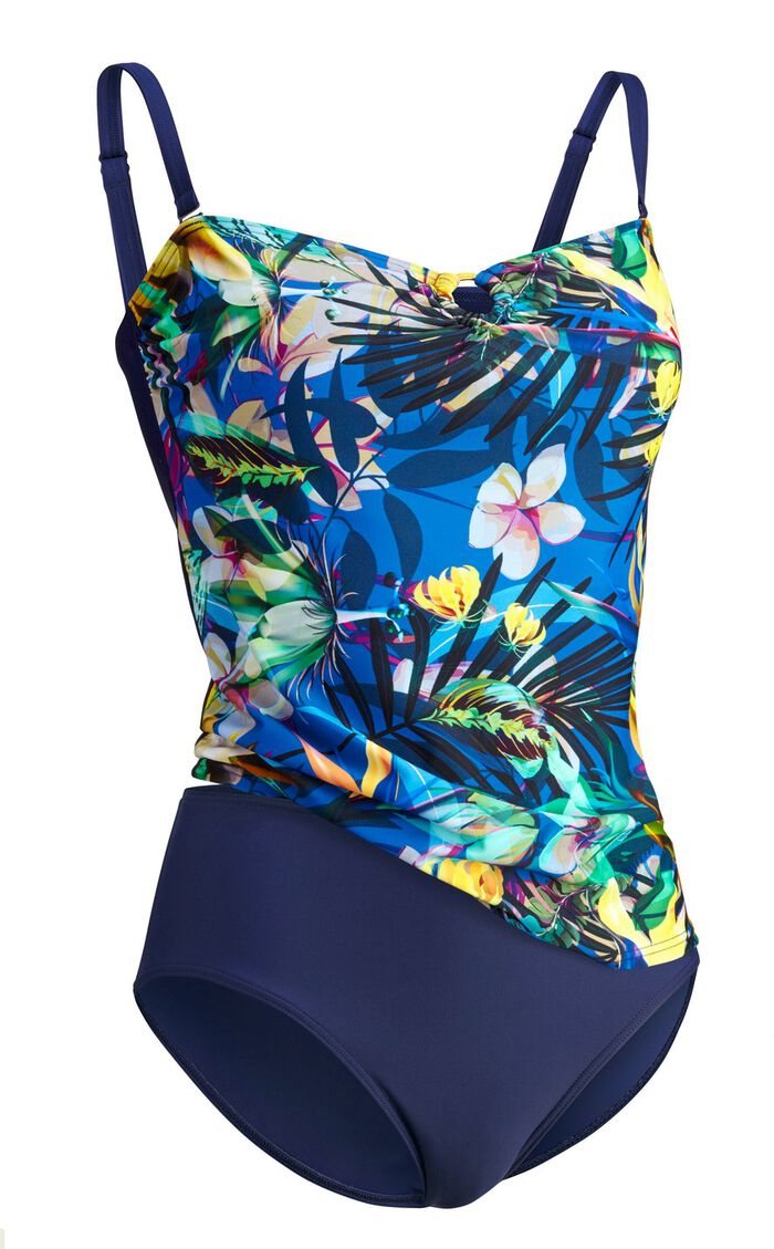 Laurina tankini i bandeau-modell med justerbara och avtagbara axelband 