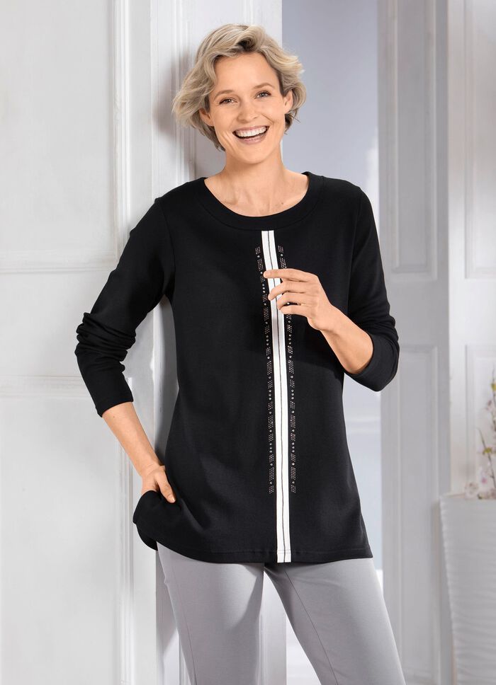 Sweatshirt med kontrastf&auml;rgat band 