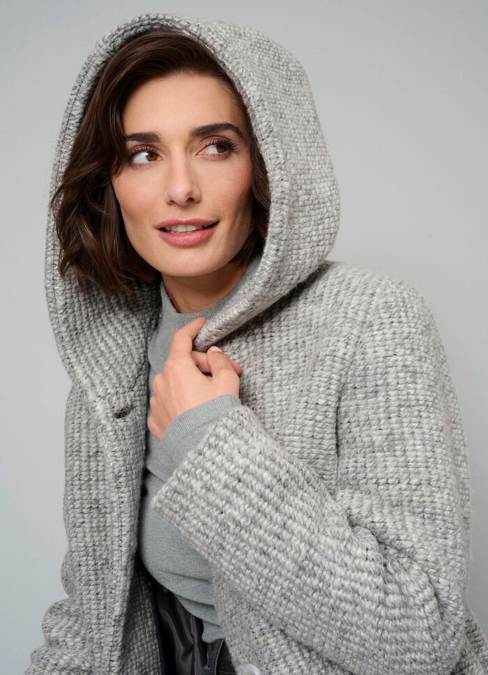 L&aring;ng jacka med fast huva 