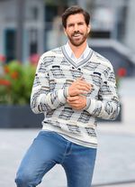 Trendig V-ringad tr&ouml;ja med intarsiam&ouml;nster 