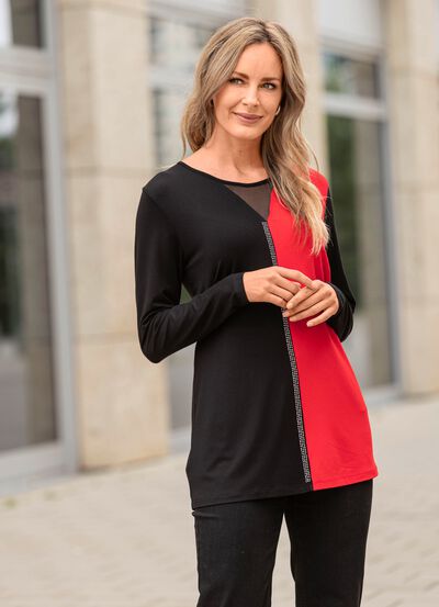 L&aring;ng skjorta med silverf&auml;rgad tallrikdekor 