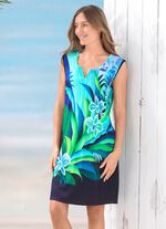 Kl&auml;nning med briljant f&auml;rgtryck, &auml;rml&ouml;s 