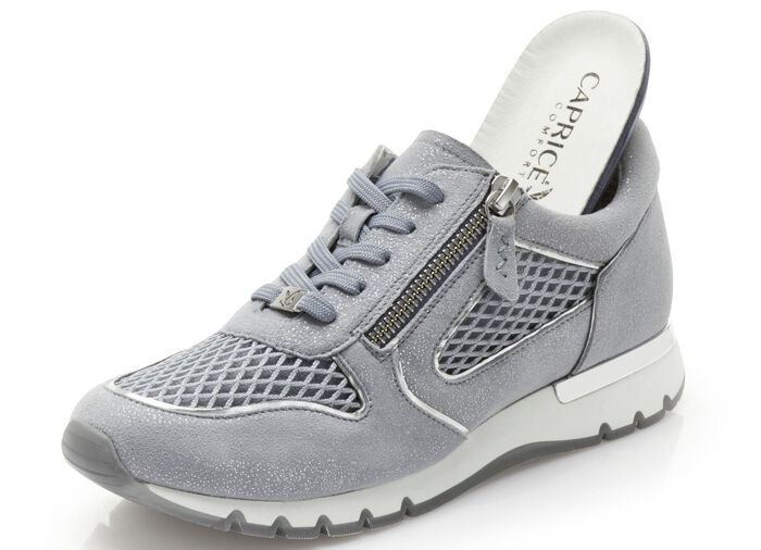 Caprice sneaker i gl&auml;nsande mockal&auml;der JEANS