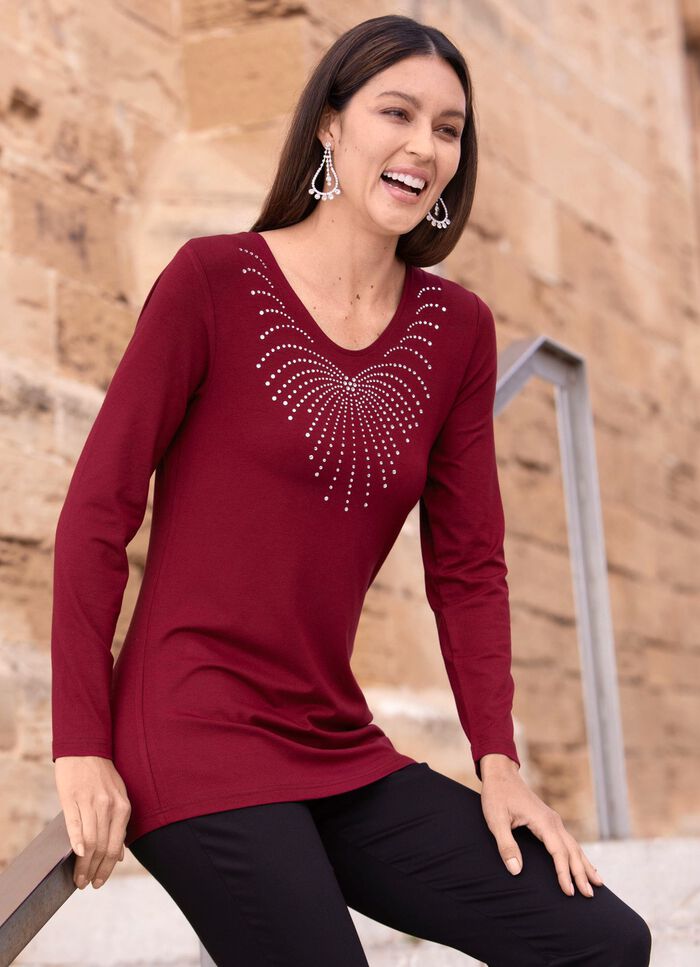 Skjorta med rundad V-ringning i 4 f&auml;rger 