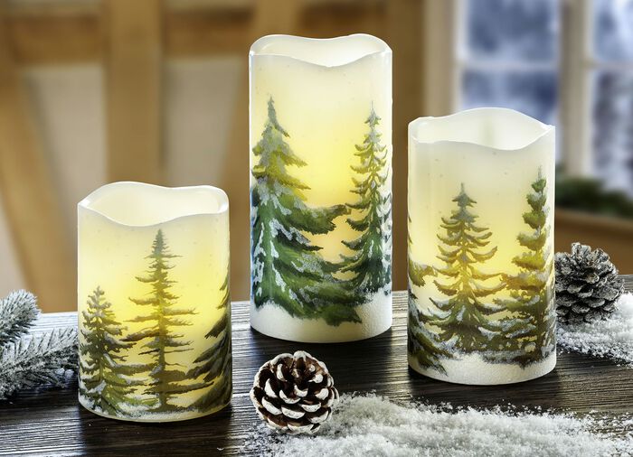 LED äkta vaxljus, set om 3 