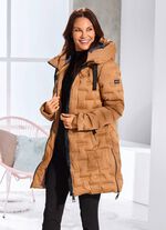 Funktionell kort jacka med fast huva KARAMELL