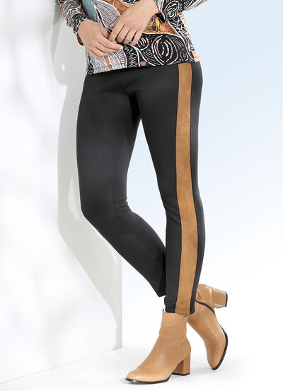 Leggings med inlägg i mockaimitation 