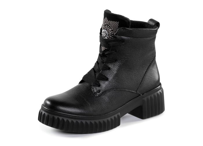 Waldl&auml;ufer skosko med sn&ouml;rning med effektiva glitterstenar SVART