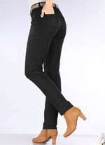 Byxor i trendig l&auml;derlook SVART