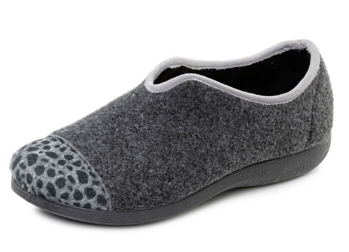 Laurina, trendiga damtofflor, bredd H, med leopardmönster, 