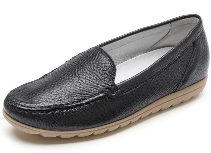 Waldl&auml;ufer tofflor gjorda av finkornigt hjortnappaskinn SVART