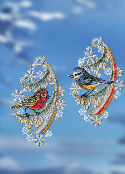 Fönsterbilder gjorda av äkta Plauenspets, set om 2 