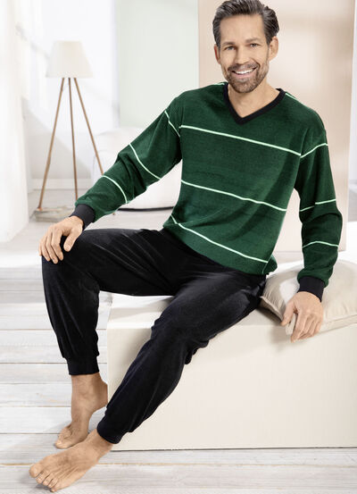 Frottépyjamas med V-ringning och muddar 