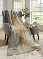 Täcke med velourkant NATUR